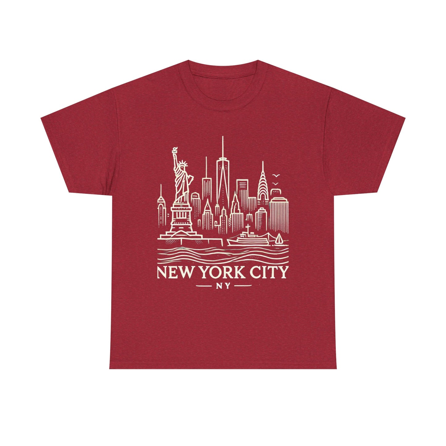 New York City Skyline Unisex Heavy Cotton Tee - NYC Graphic Tee for Tourists & Locals