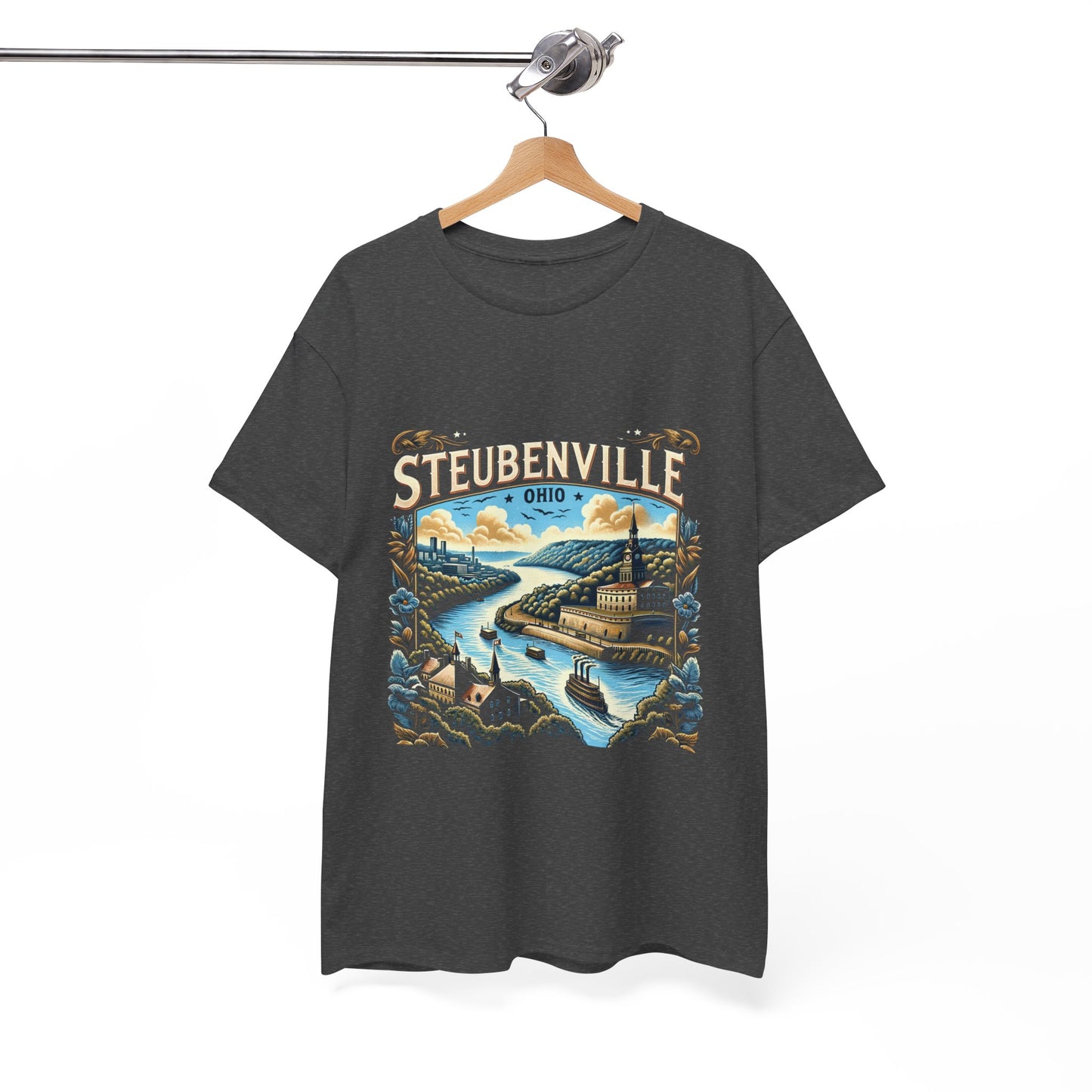 Steubenville Ohio Scenic Unisex Heavy Cotton Tee - Vintage Design