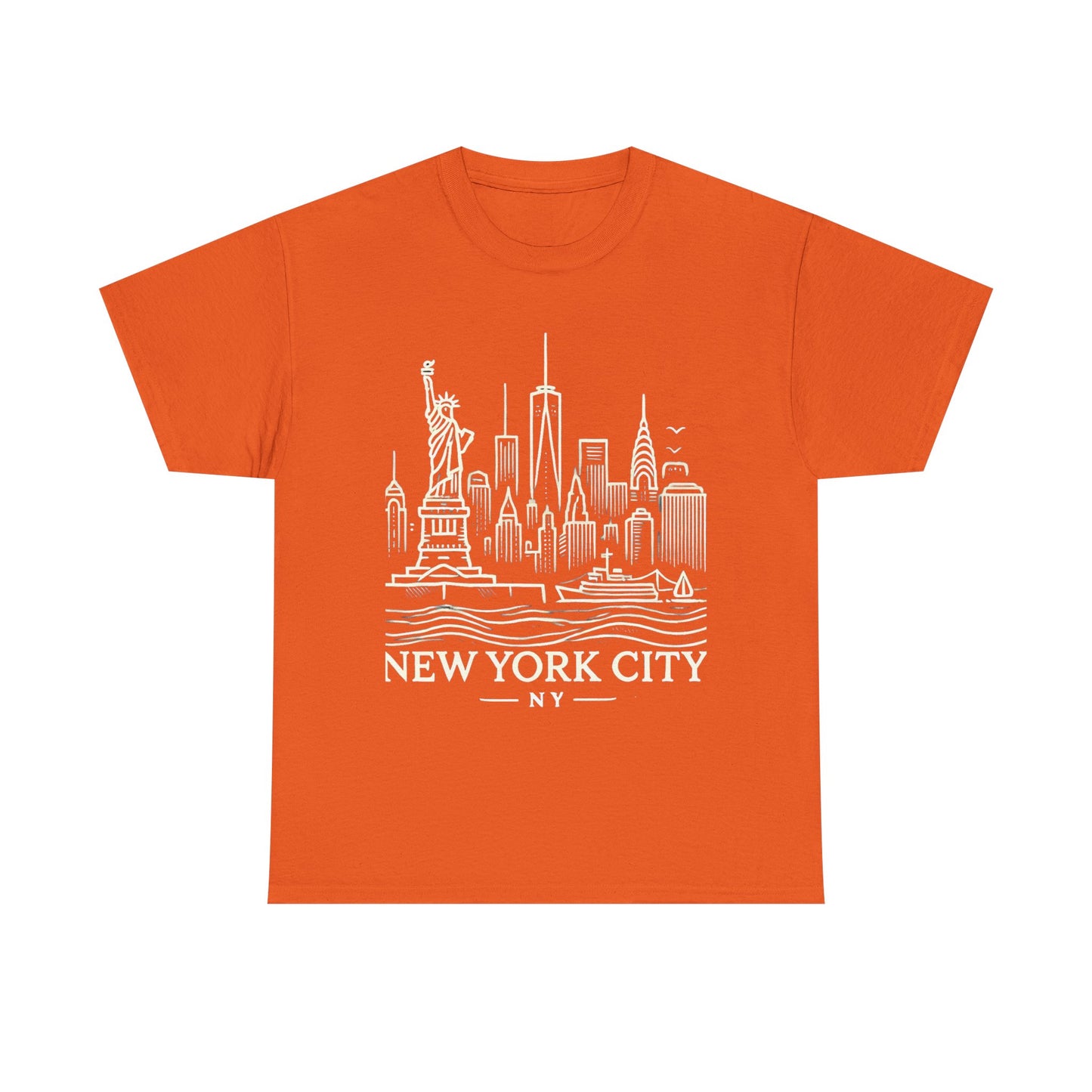 New York City Skyline Unisex Heavy Cotton Tee - NYC Graphic Tee for Tourists & Locals