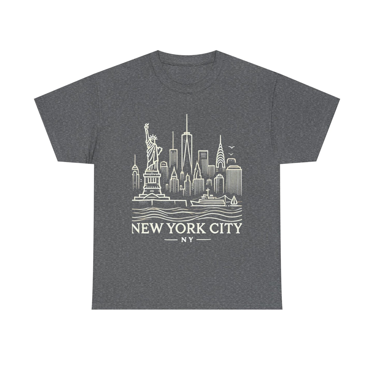 New York City Skyline Unisex Heavy Cotton Tee - NYC Graphic Tee for Tourists & Locals