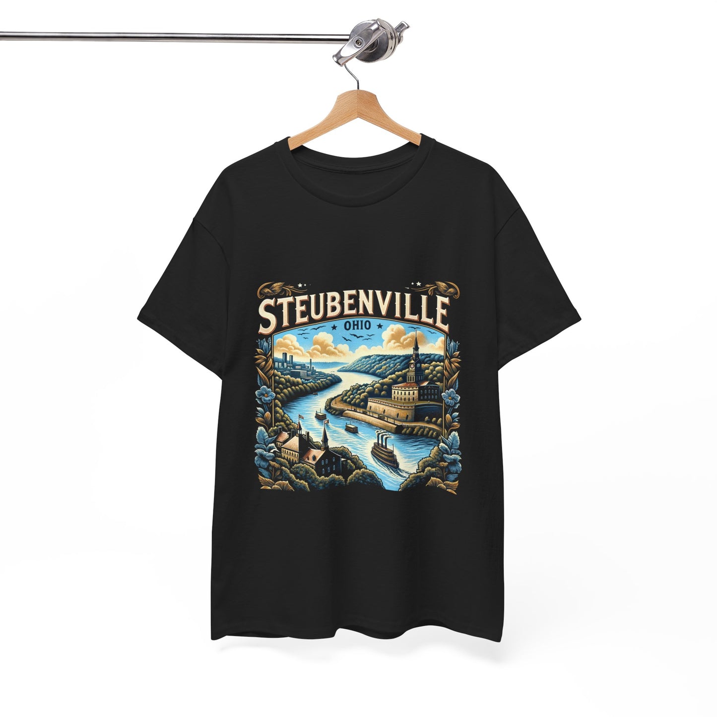 Steubenville Ohio Scenic Unisex Heavy Cotton Tee - Vintage Design