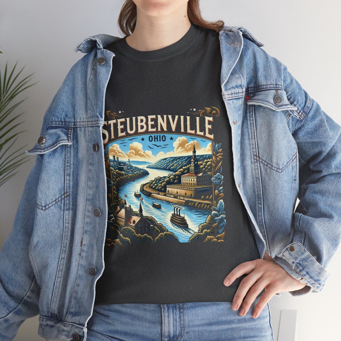 Steubenville Ohio Scenic Unisex Heavy Cotton Tee - Vintage Design