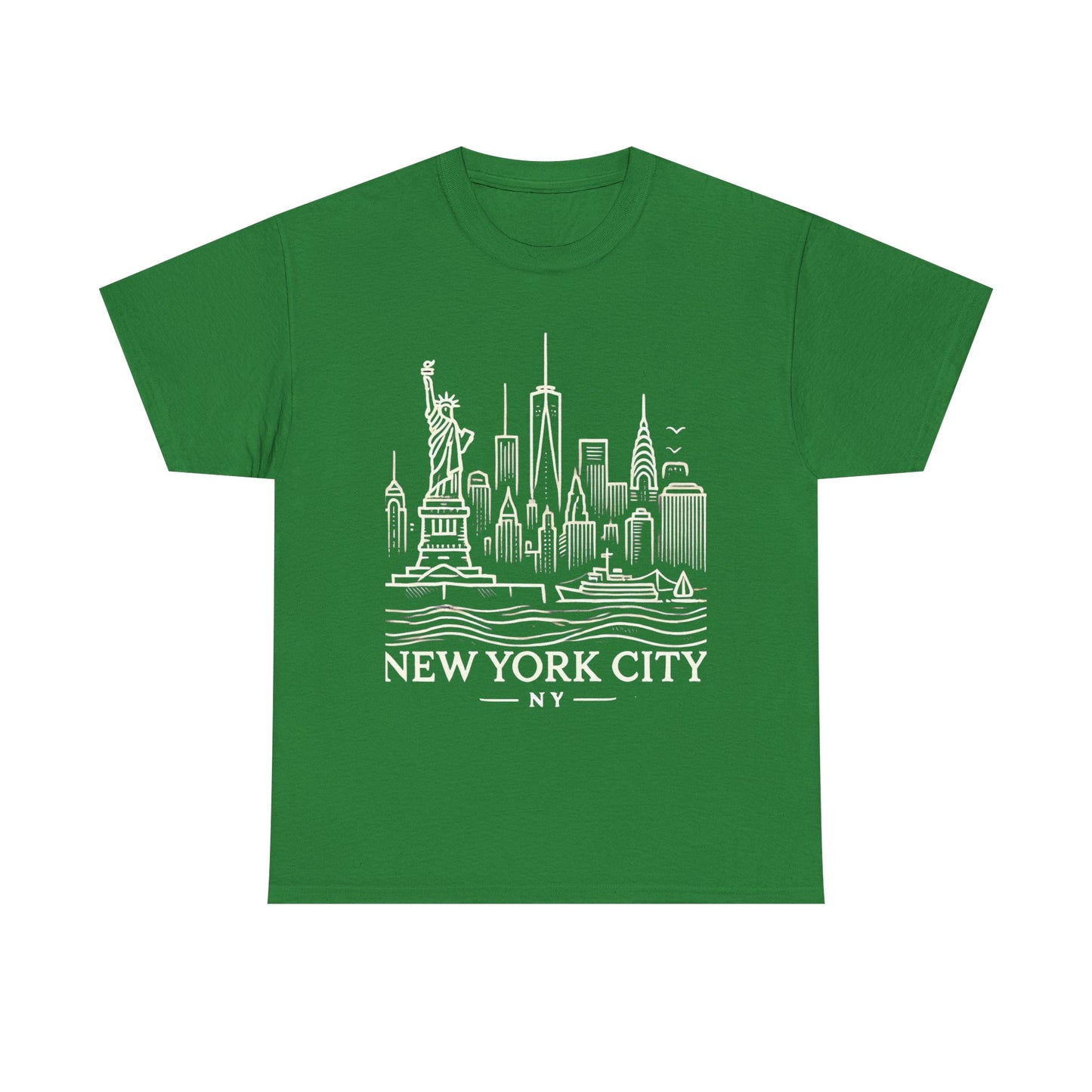 New York City Skyline Unisex Heavy Cotton Tee - NYC Graphic Tee for Tourists & Locals