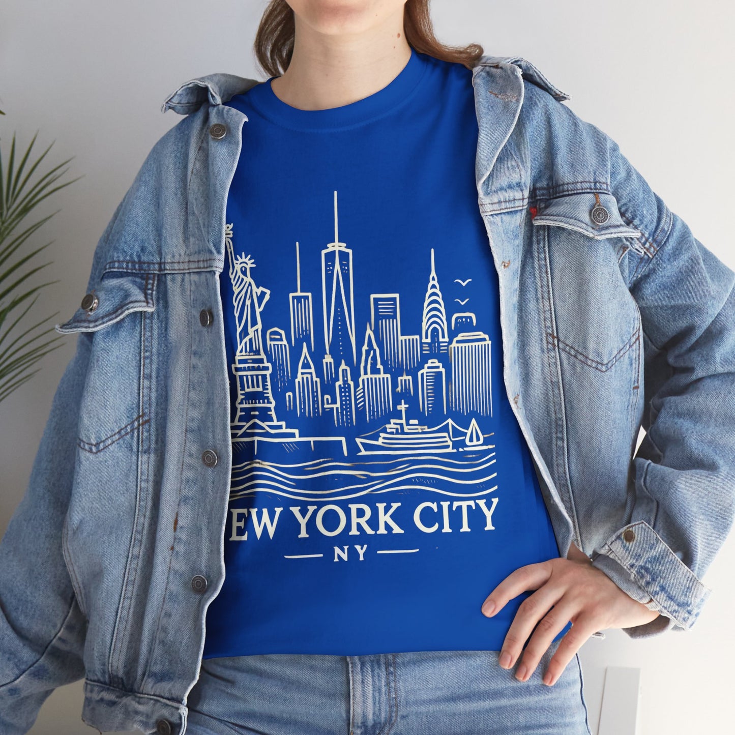 New York City Skyline Unisex Heavy Cotton Tee - NYC Graphic Tee for Tourists & Locals
