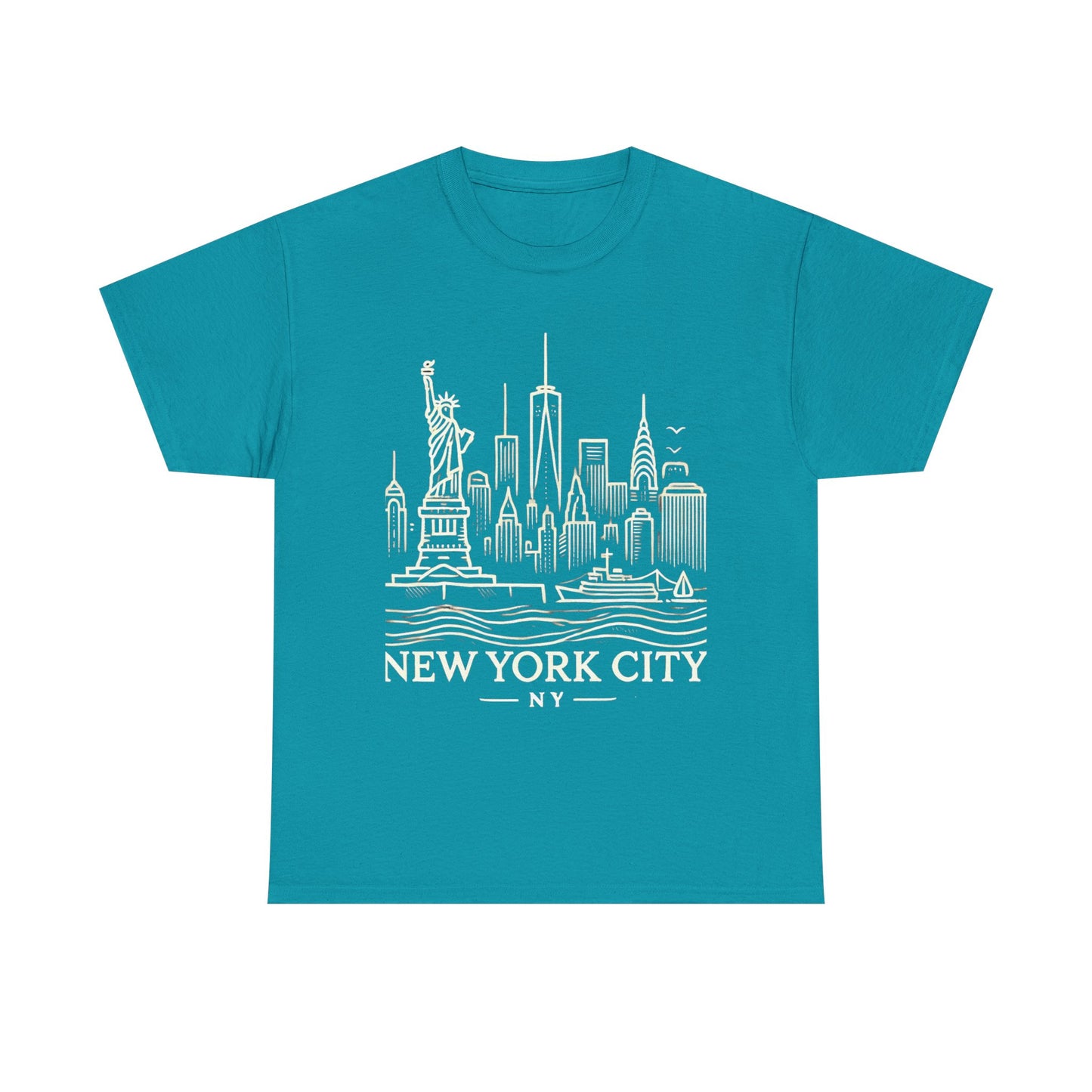 New York City Skyline Unisex Heavy Cotton Tee - NYC Graphic Tee for Tourists & Locals