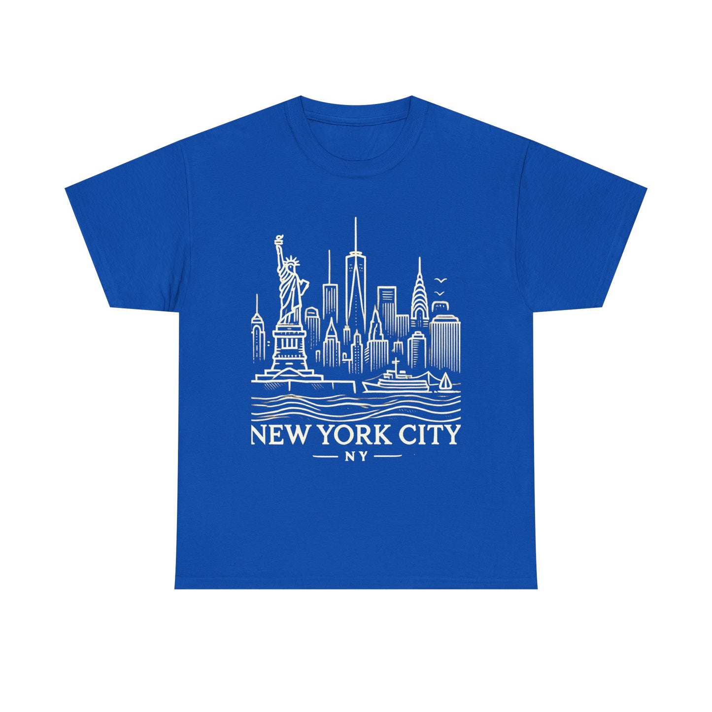 New York City Skyline Unisex Heavy Cotton Tee - NYC Graphic Tee for Tourists & Locals