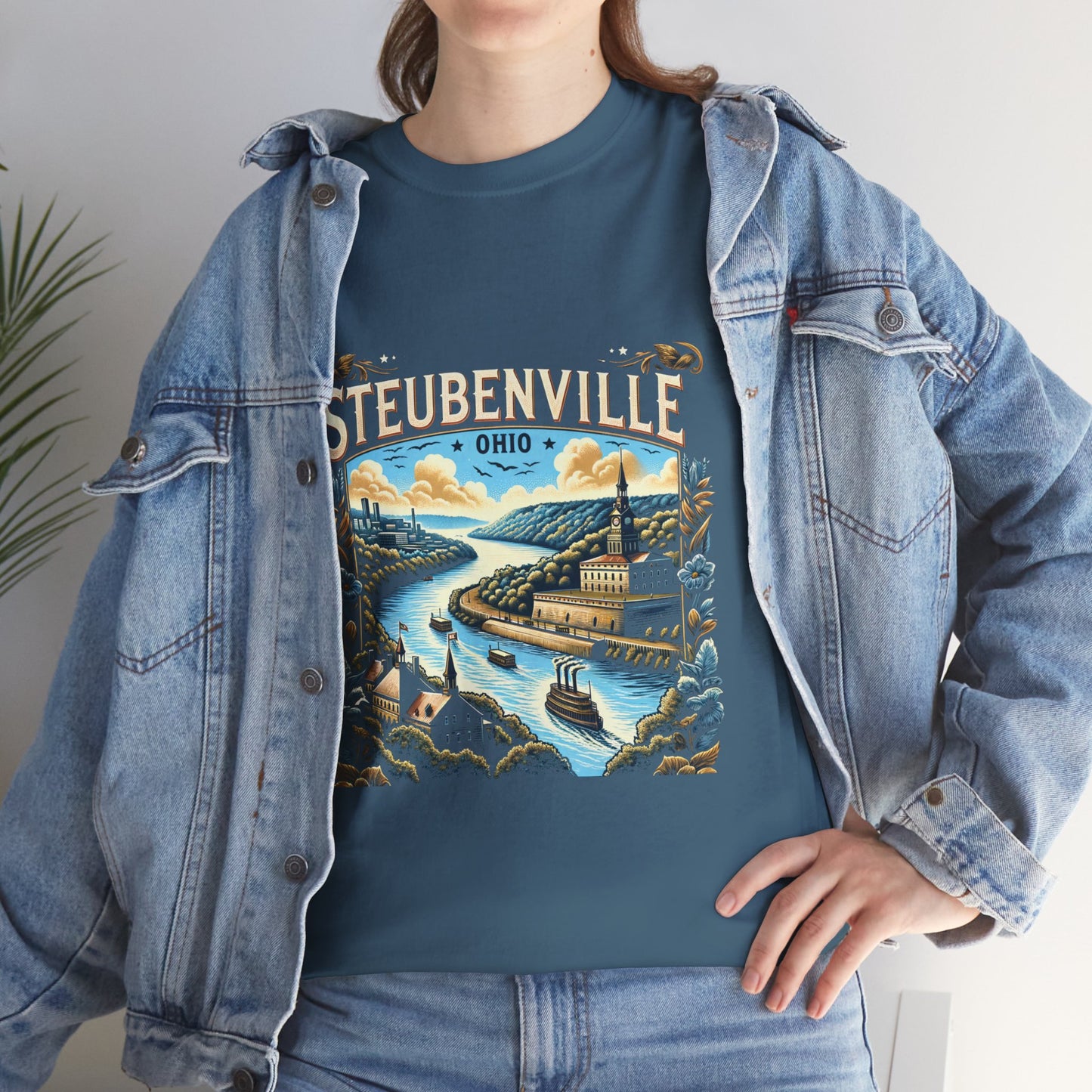 Steubenville Ohio Scenic Unisex Heavy Cotton Tee - Vintage Design