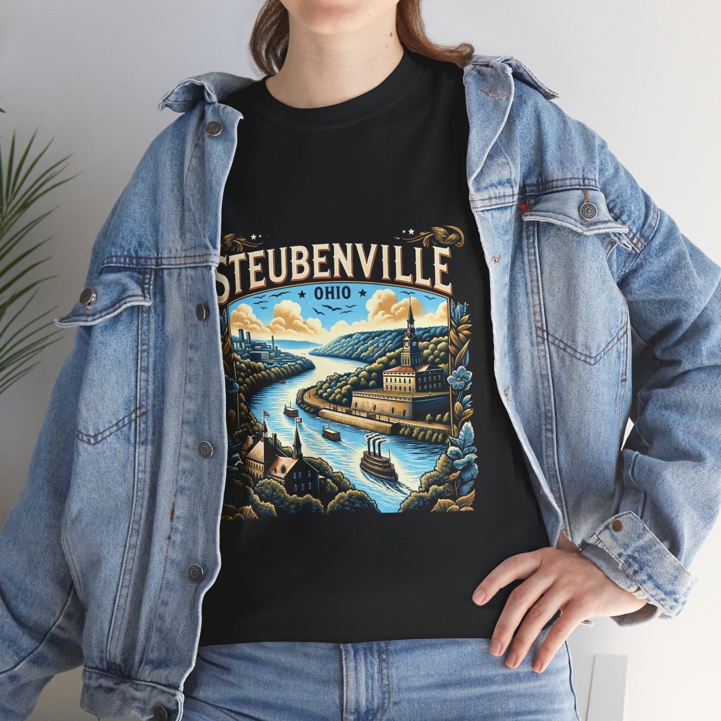 Steubenville Ohio Scenic Unisex Heavy Cotton Tee - Vintage Design