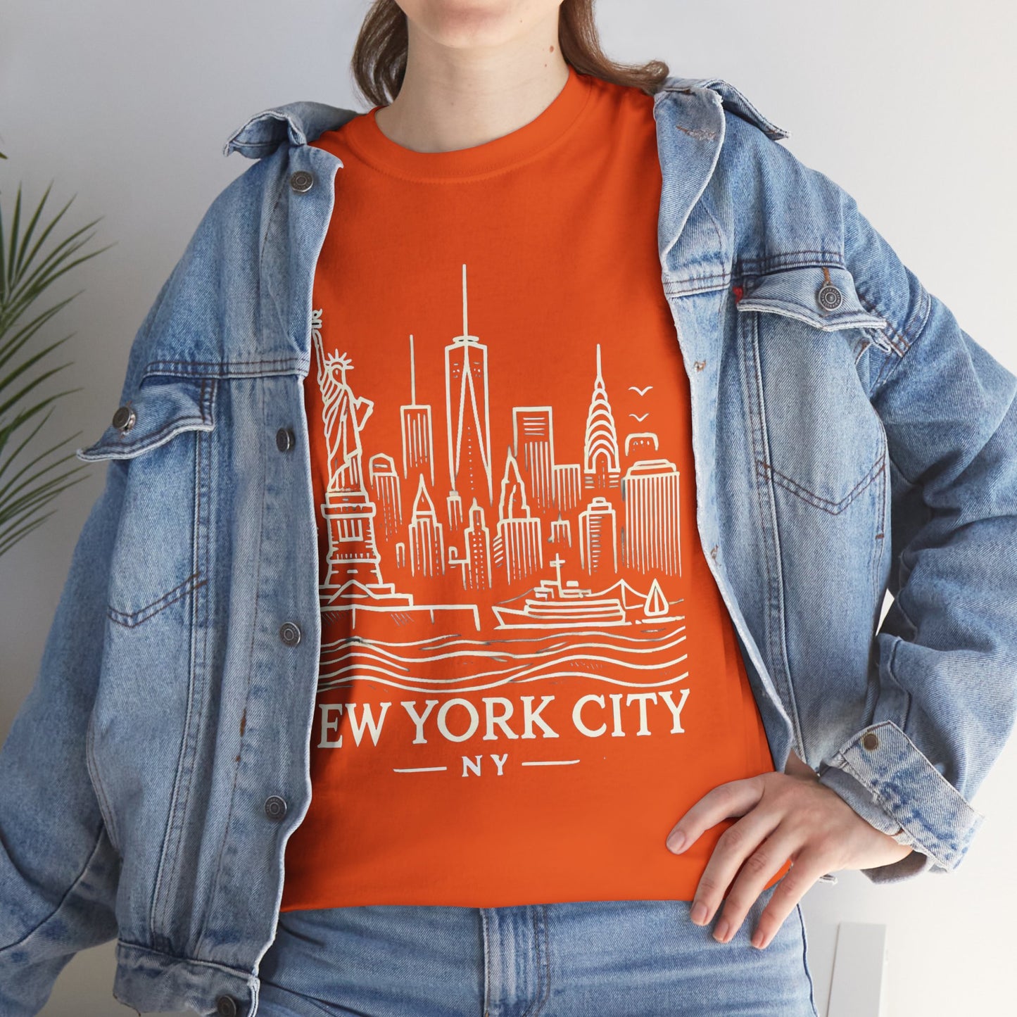 New York City Skyline Unisex Heavy Cotton Tee - NYC Graphic Tee for Tourists & Locals