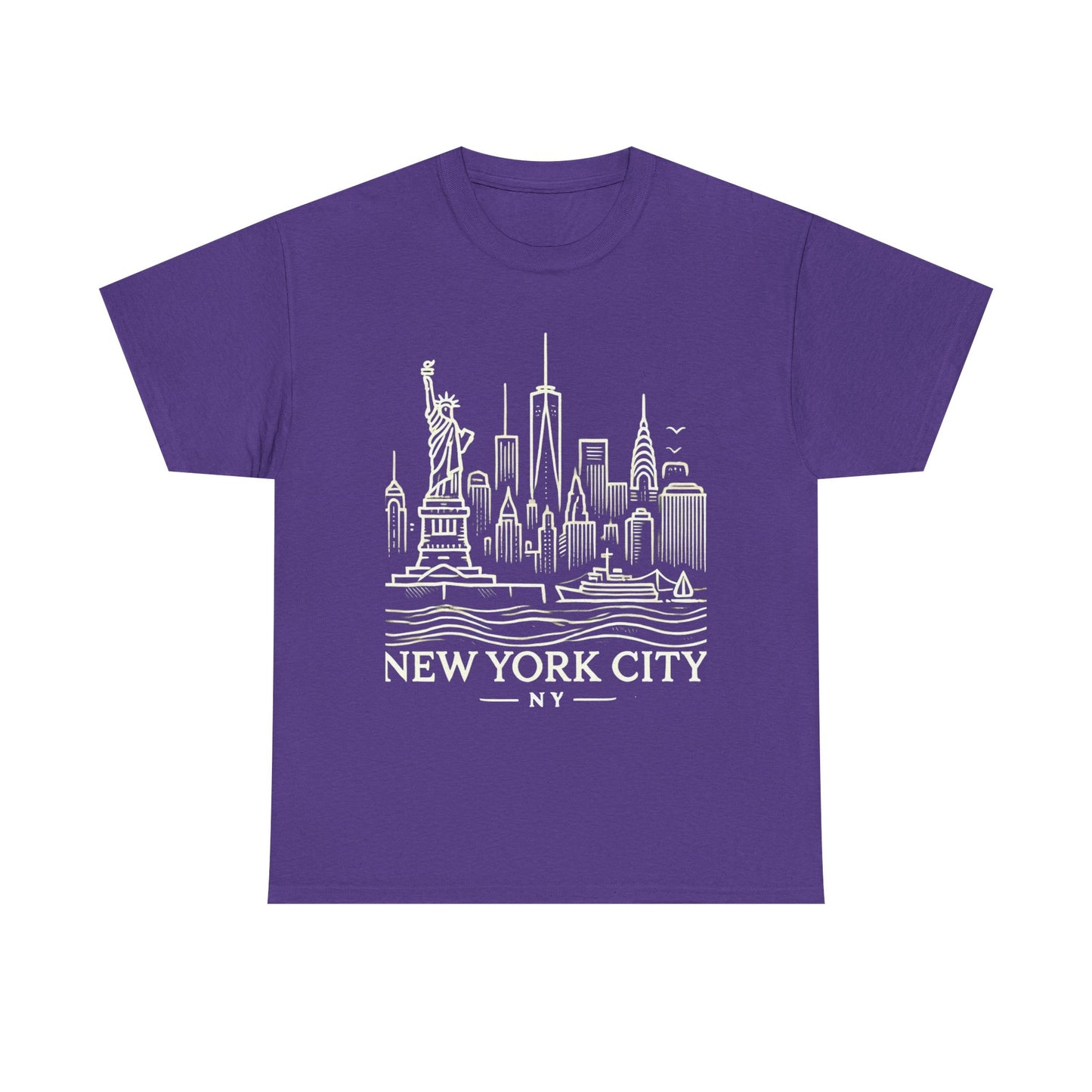 New York City Skyline Unisex Heavy Cotton Tee - NYC Graphic Tee for Tourists & Locals